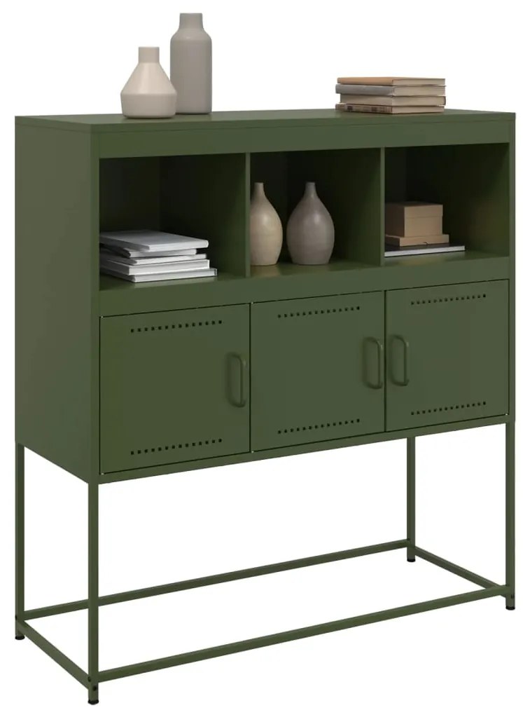 Aparador 100,5x39x107 cm aço verde-azeitona
