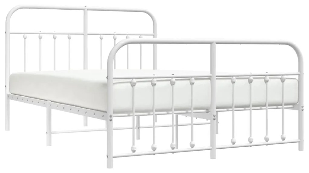 Estrutura de cama com cabeceira e pés 140x200 cm metal branco