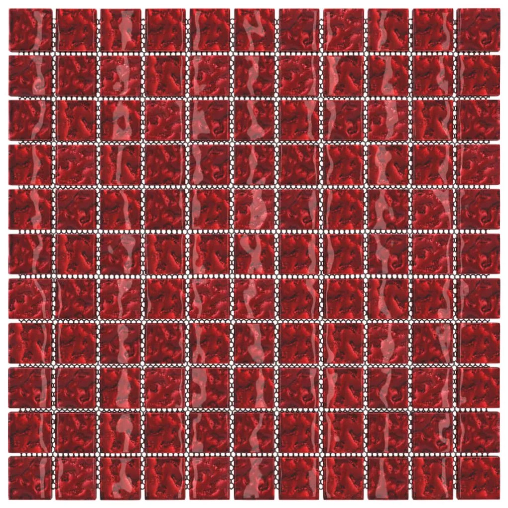 Ladrilhos de mosaico 11 pcs 30x30 cm vidro vermelho
