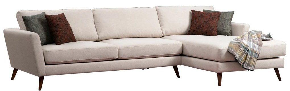 Sofá-Cama de Canto Mayorka - Bege Castanho - 303 x 168 x 93 cm