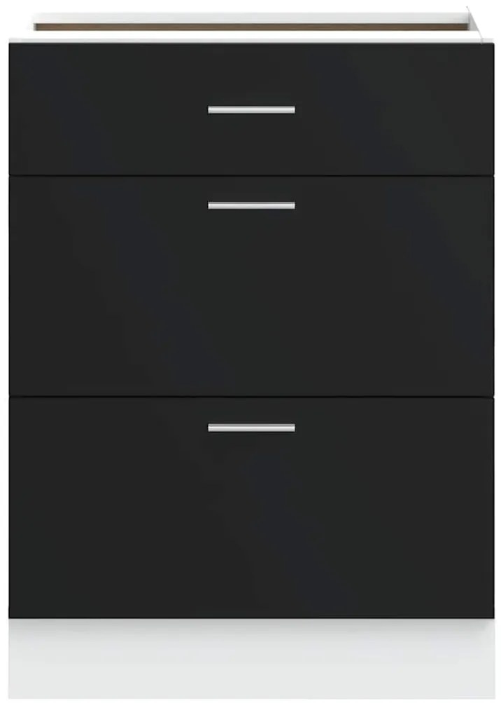 Armário base de cozinha “Lyon” preto madeira engenheirada