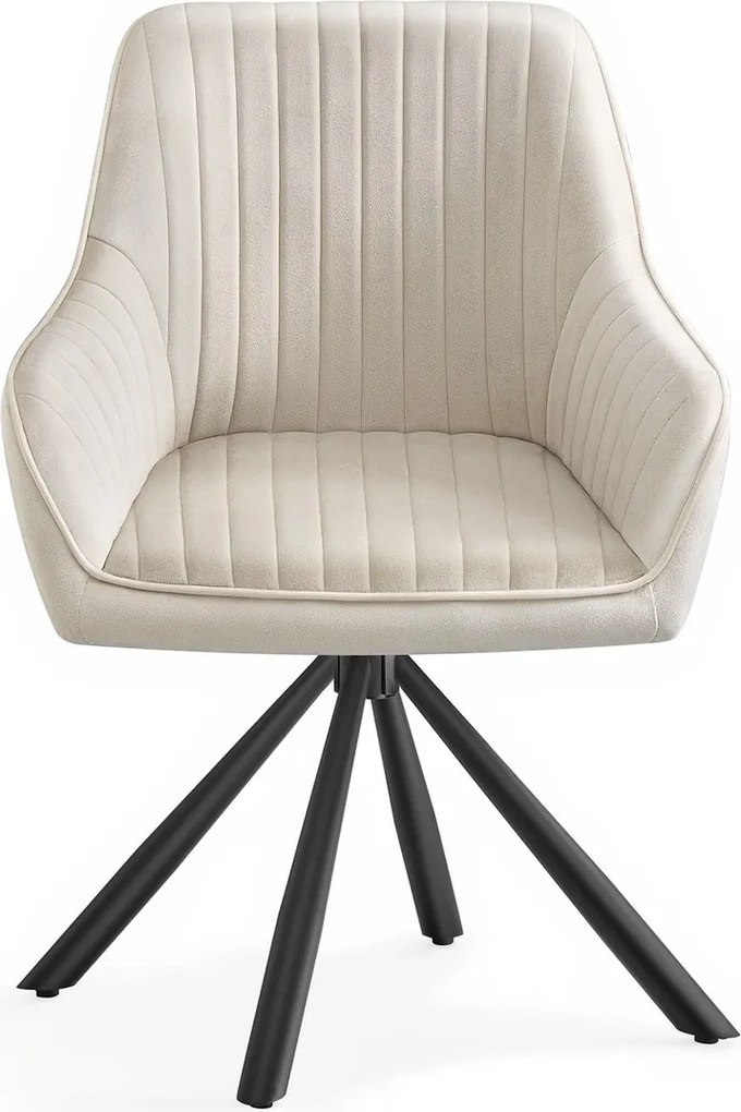 Cadeira de sala de jantar, giratória, em veludo 60 x 60 x 81,5 cm bege-preto