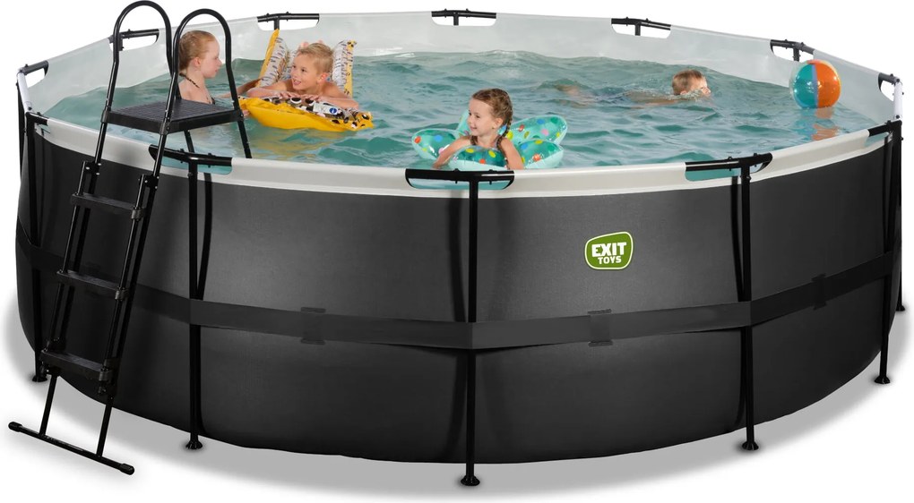 Piscina redonda Black Leather ø427x122cm com bomba de filtragem - preta