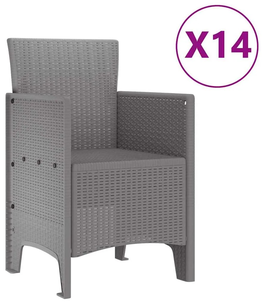 Conjunto de Jantar para Jardim 15 pcs Cinzento-claro Largo
