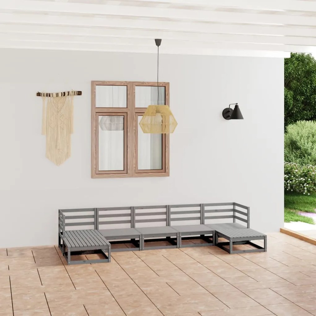 vidaXL 7 pcs conjunto lounge de jardim pinho maciço