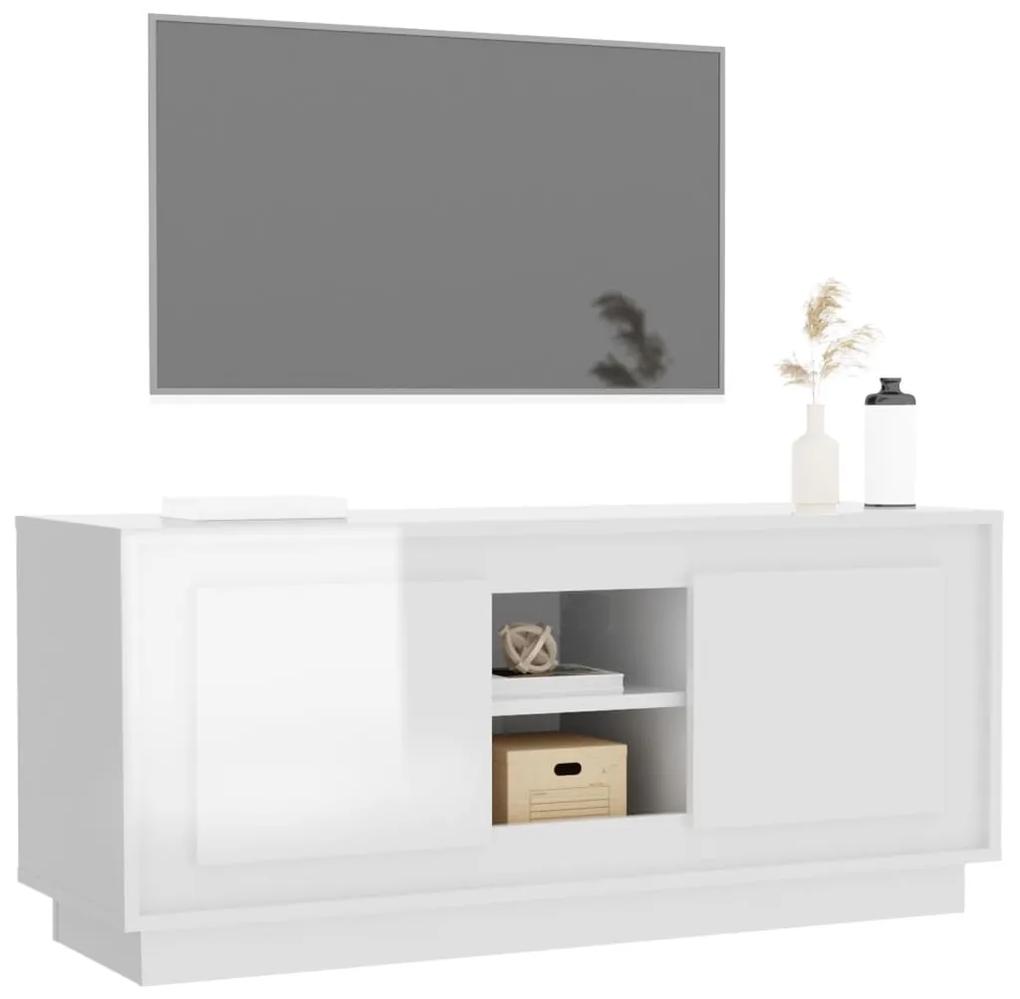 Móvel de TV 102x35x45cm madeira processada branco brilhante