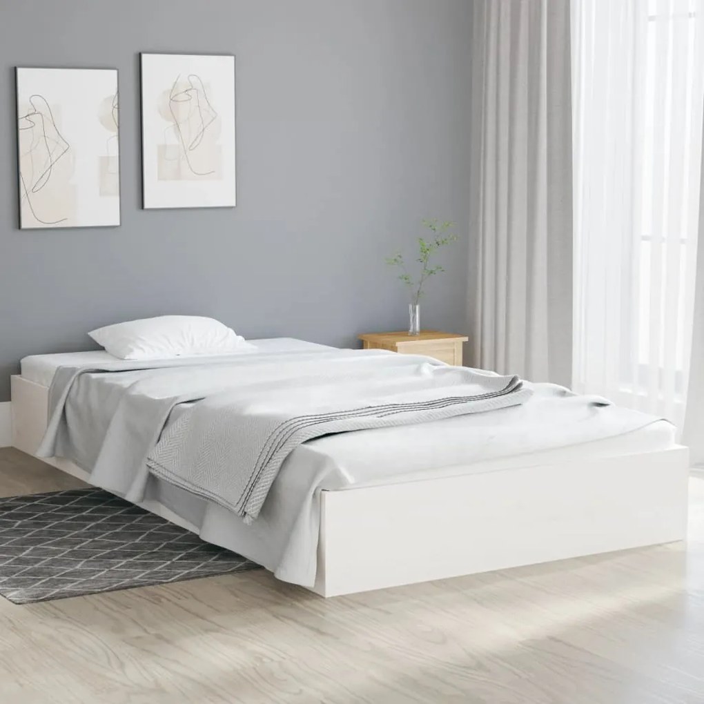 Estrutura de cama 100x200 cm madeira maciça branco