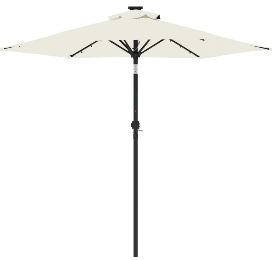 Guarda-sol jardim c/ LEDs e poste de aço 225x225x212 cm branco