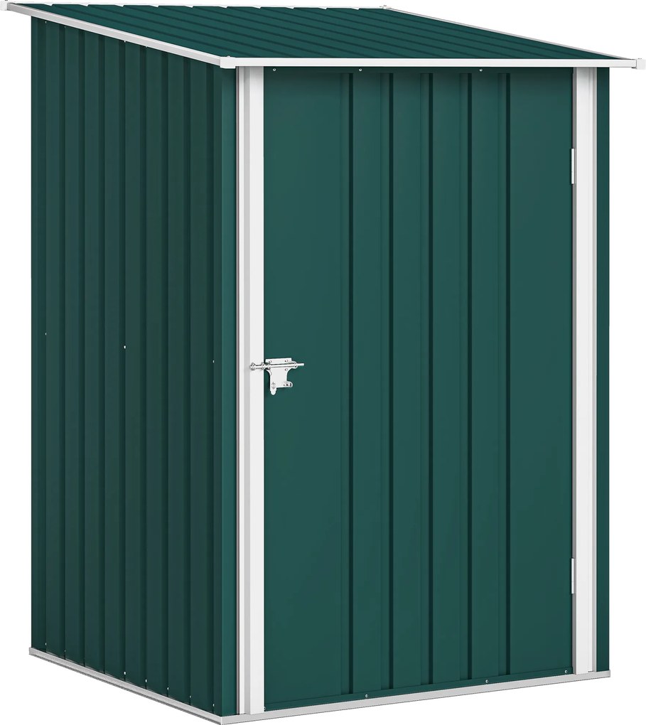 Outsunny Casinha de Jardim Porta-Ferramentas em Aço Galvanizado com Porta Batente, 100x104x160 cm, Verde | Aosom Portugal