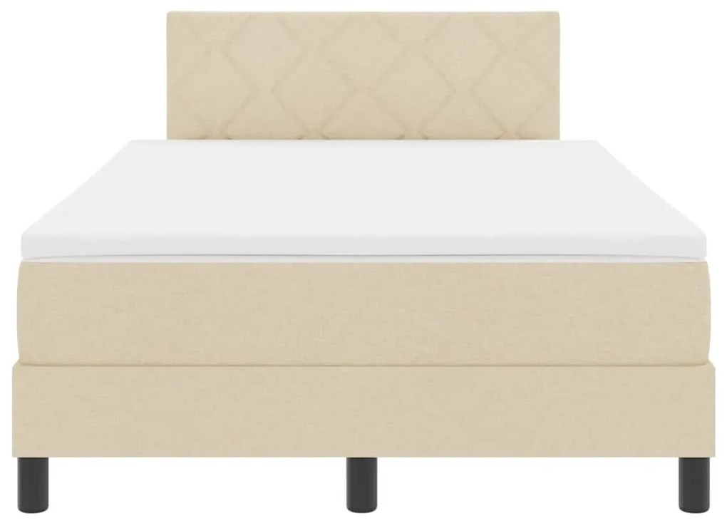 Cama Box com Colchão &amp; Luz LED Bege 120x200 cm Tecido