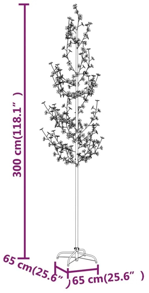Cerejeira com 368 luzes LEDs 300 cm branco quente