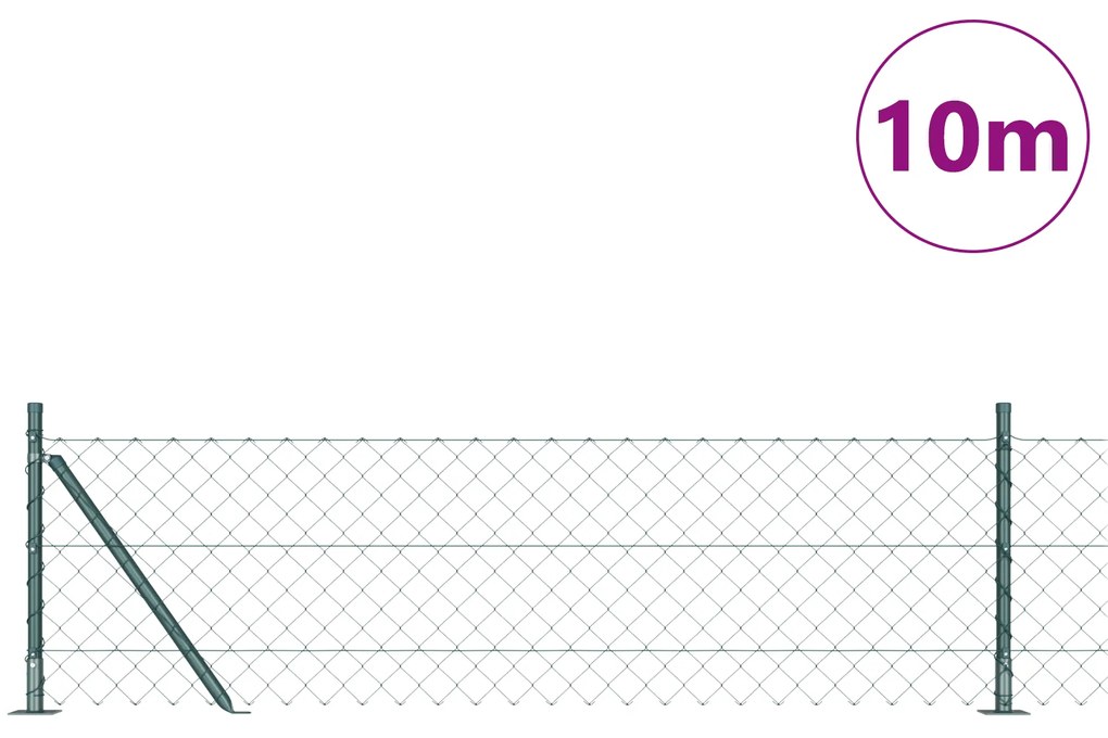 Cerca de Cadeia com 7 Postes com Flange 0,4x10 m Aço Galvanizado