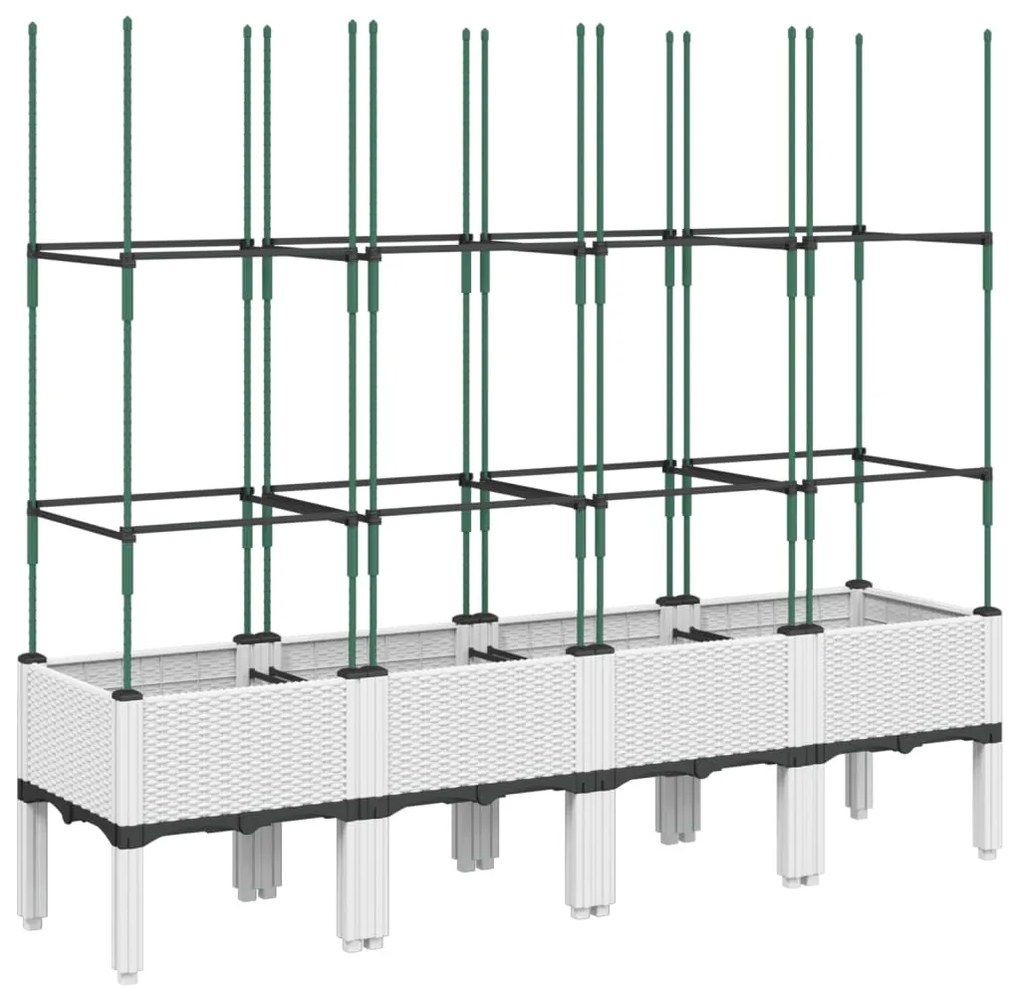 Vaso/floreira de jardim c/ treliça 160x40x142,5 cm PP branco