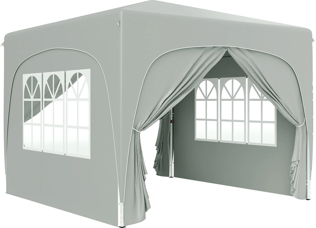 Outsunny Tenda Dobrável 3x3 m Tenda de Jardim para Festas e Eventos com Painéis Laterais UPF50+ Altura Ajustável e Bolsa de Transporte Cinza Claro | AOSOM Portugal