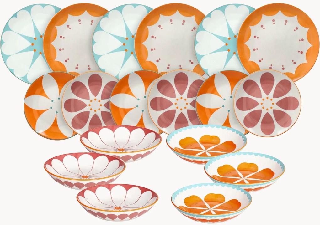 Conjunto de loiça em porcelana Moon, 6 pessoas, conjunto de 18