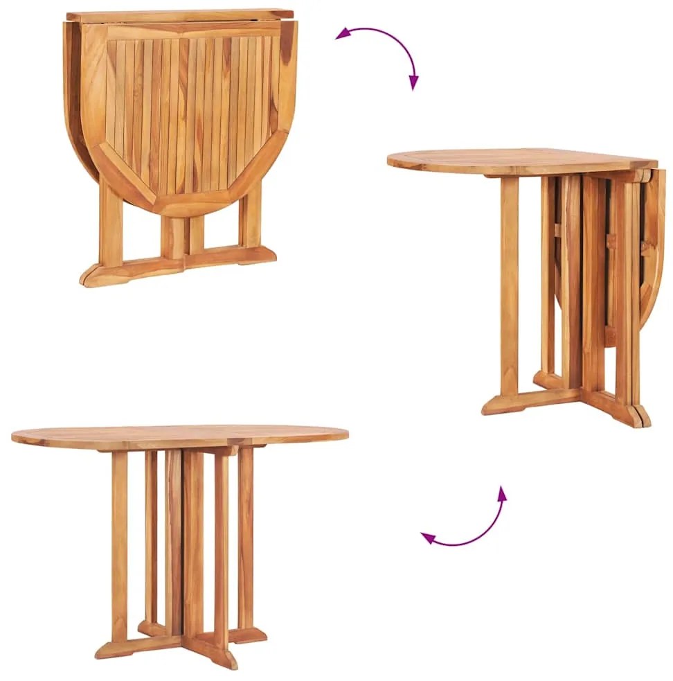 Mesa de jardim dobrável 120x70x75 cm madeira teca maciça