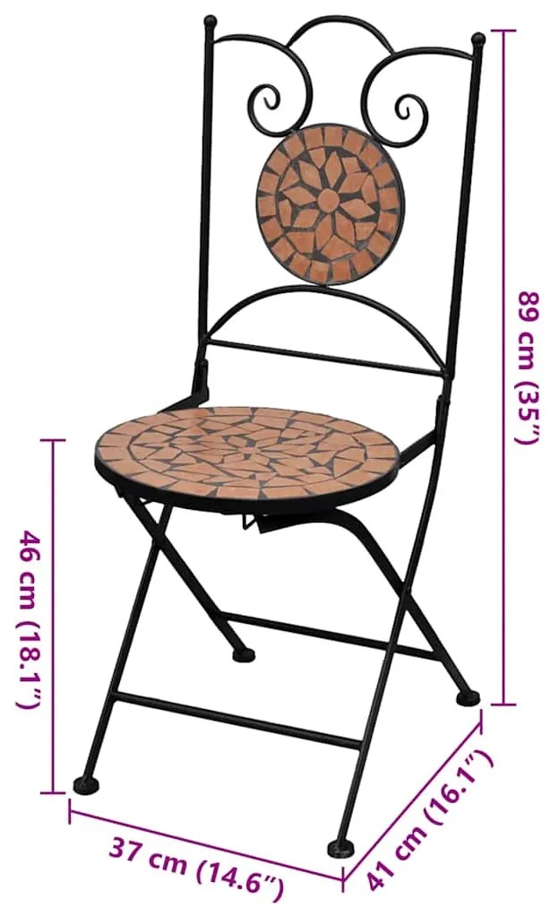 Cadeiras de bistrô dobráveis 2 pcs cerâmica terracota