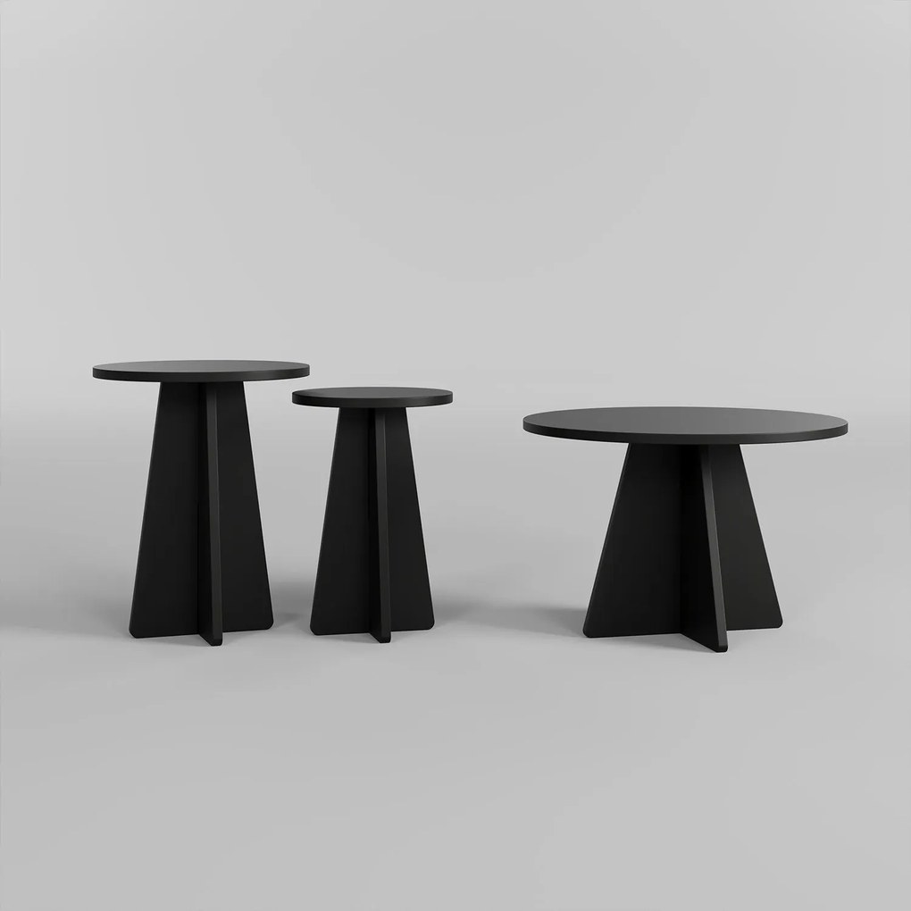 Conjunto de Mesas de Café Mushroom – Preto – 40x50x40 cm / 30x45x30 cm