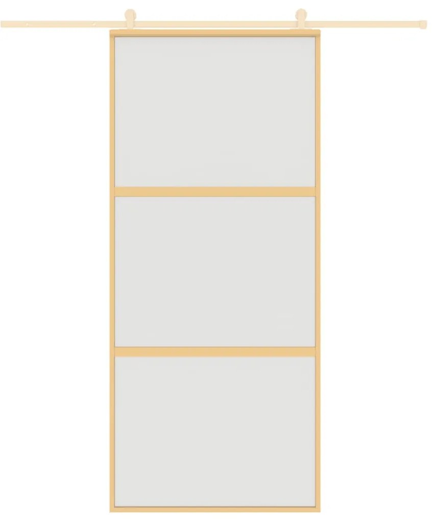 Porta deslizante 90x205 cm vidro ESG fosco/alumínio dourado