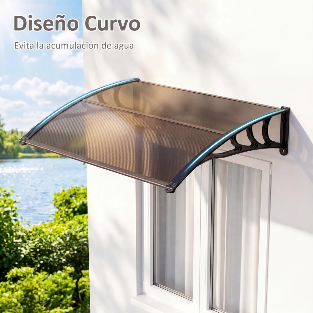 Toldo de Exterior para Portas e Janelas, 100,5 x 76 x 23 cm, Proteção Contra as Intempéries, Castanho