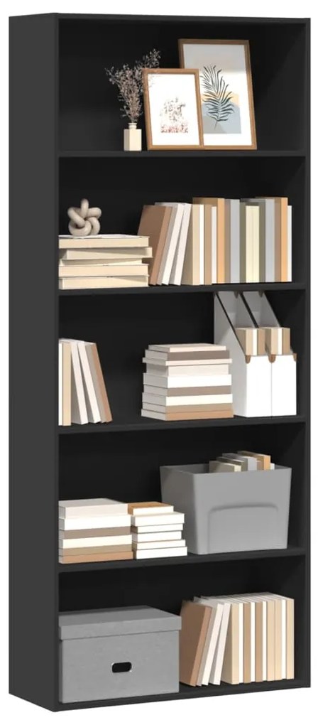 Estante 80x30x189 cm derivados de madeira preto
