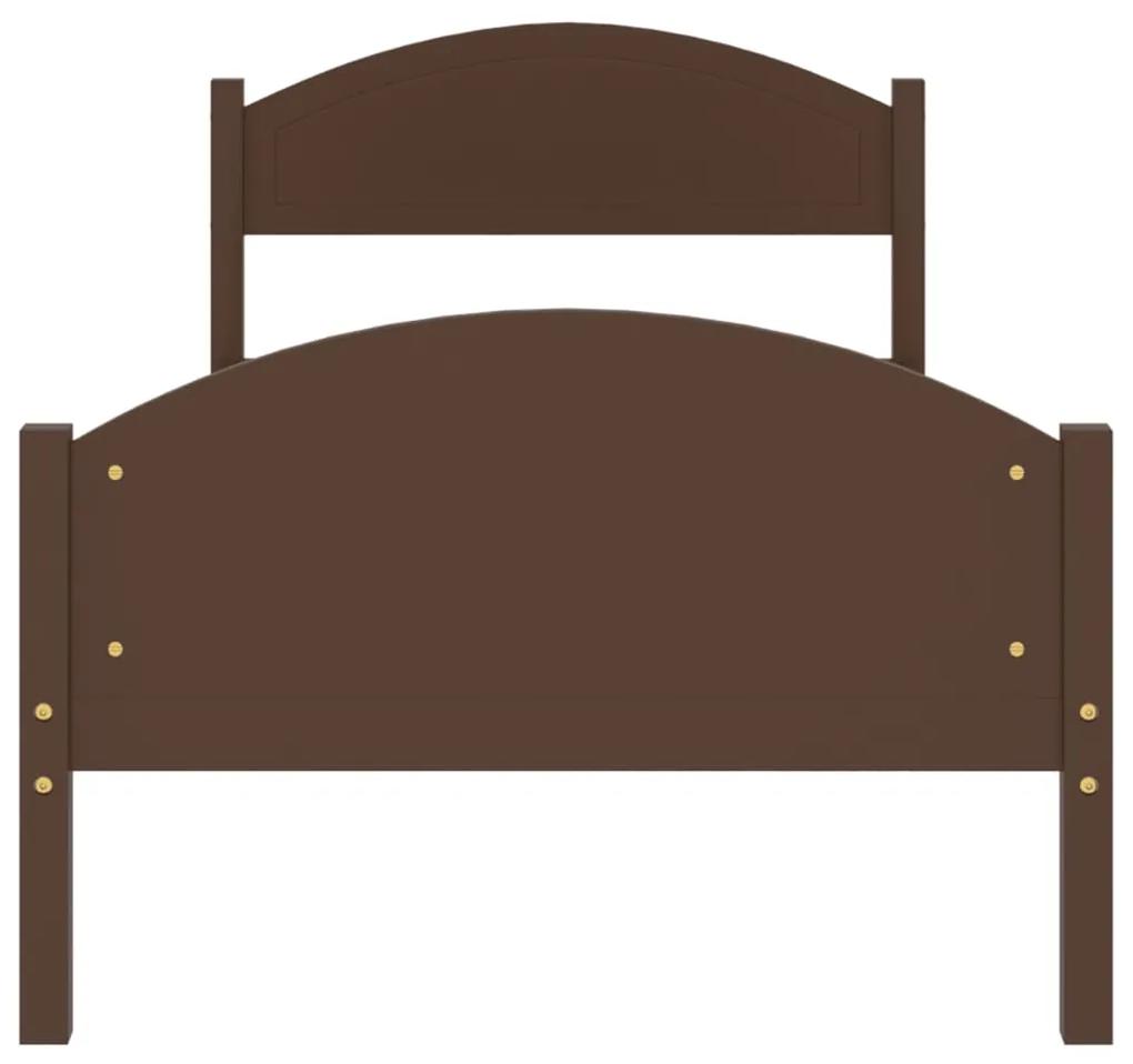 Estrutura de cama 100x200 cm pinho maciço castanho-escuro