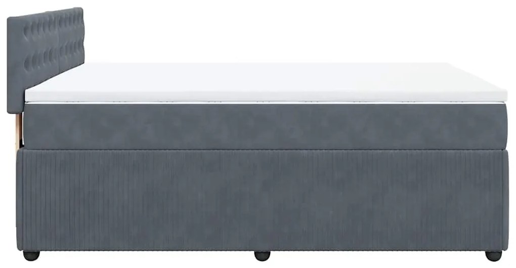 Cama com molas/colchão 140x190 cm veludo cinzento-escuro