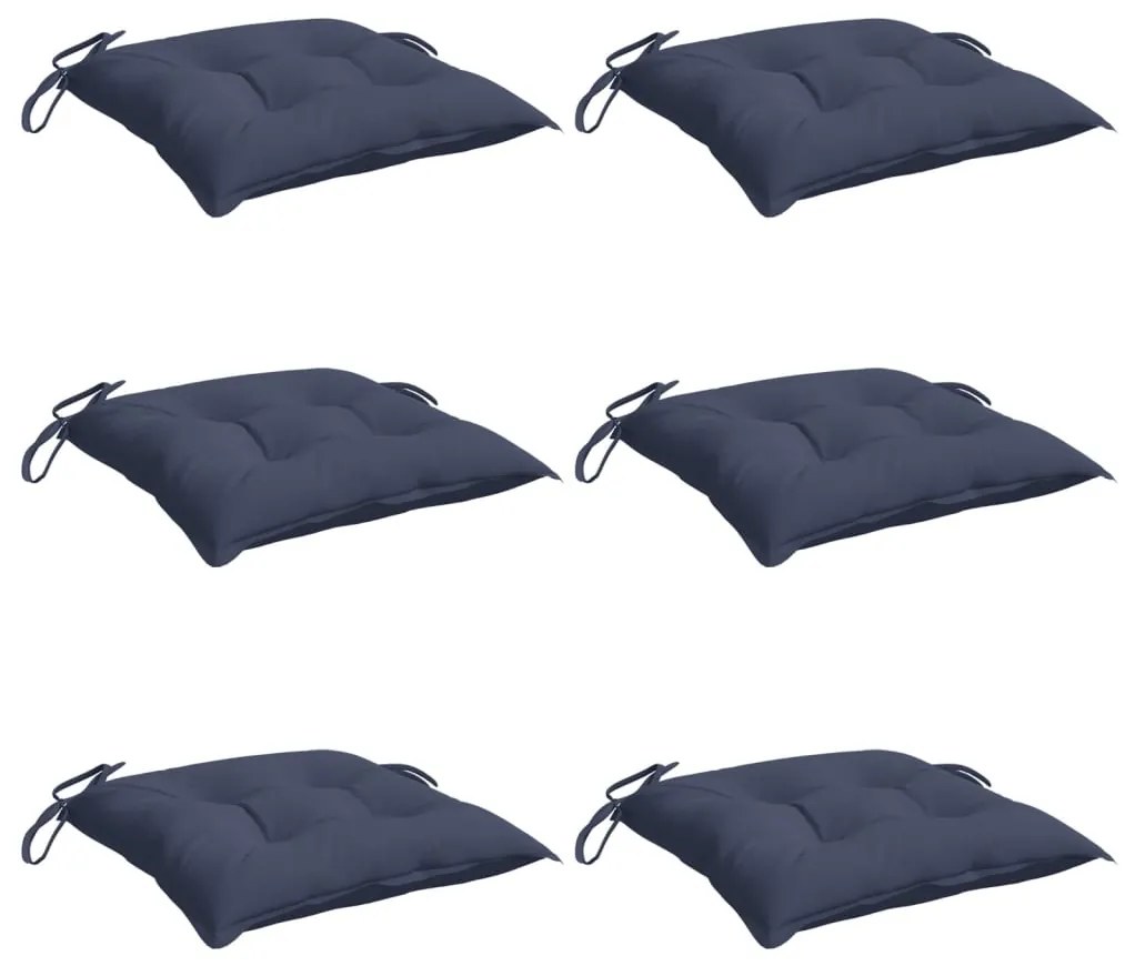 Almofadões cadeira 6 pcs 50x50x7 cm tecido oxford azul-marinho