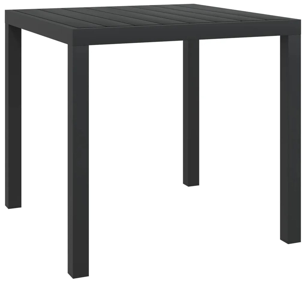 42790 vidaXL Mesa de jardim em alumínio e WPC 80x80x74 cm preto