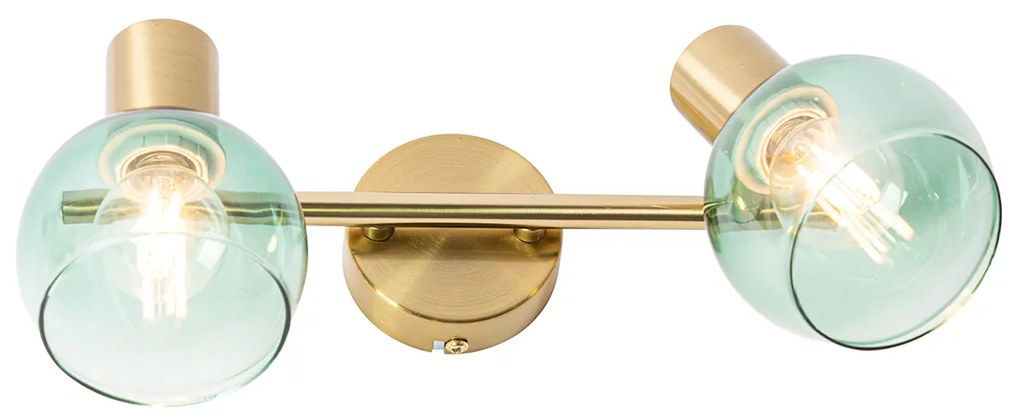 Projetores Art Deco Dourado com Vidro Verde 2 Luzes - Vidro