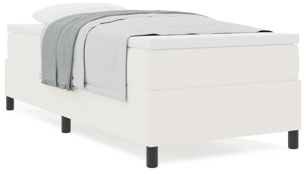 Cama Box Spring com Colchão Creme 80x200 cm Tecido de Corduroy