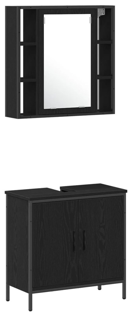 Armário de Pia para Casa de Banho vidaXL Carvalho Preto 60x30x60 cm Ma