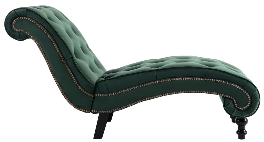 Chaise longue em veludo verde