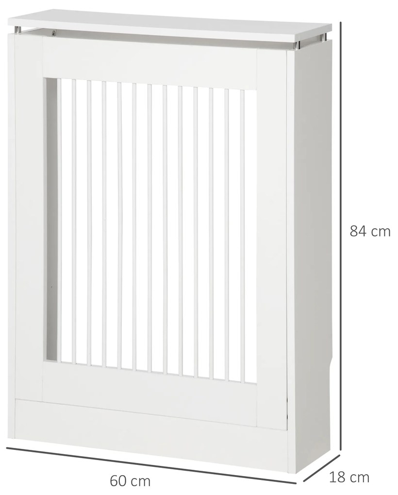 Cobertura de Radiador Moderno de MDF com Prateleira Superior para Sala de Estar Dormitório Escritório 60x18x84 cm Branco