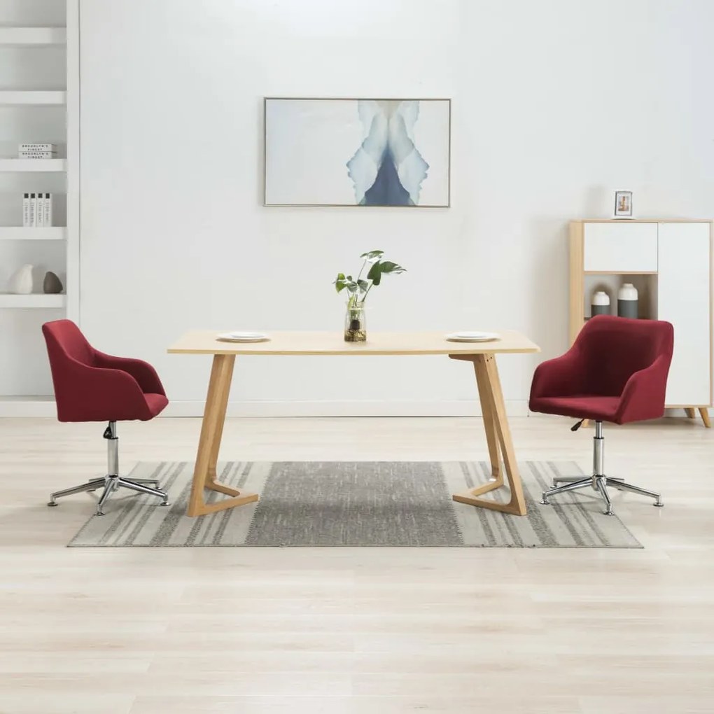 vidaXL Cadeiras de jantar giratórias 2 pcs tecido vermelho tinto
