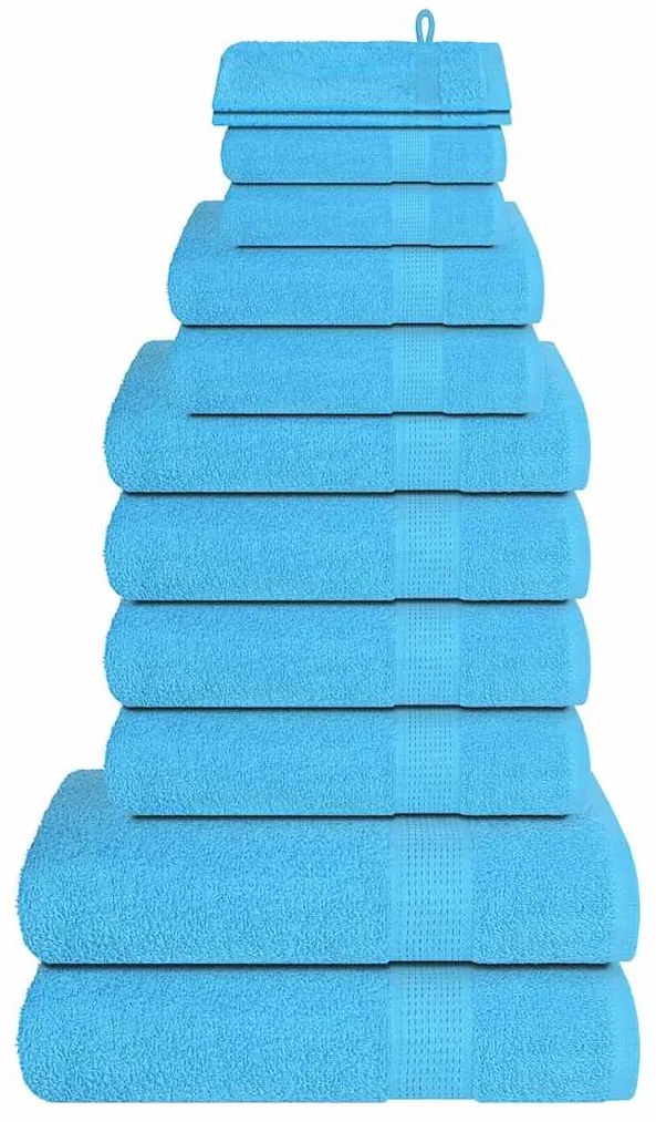 vidaXL 12pcs Conjunto de toalhas FROGN 100% algodão turquesa