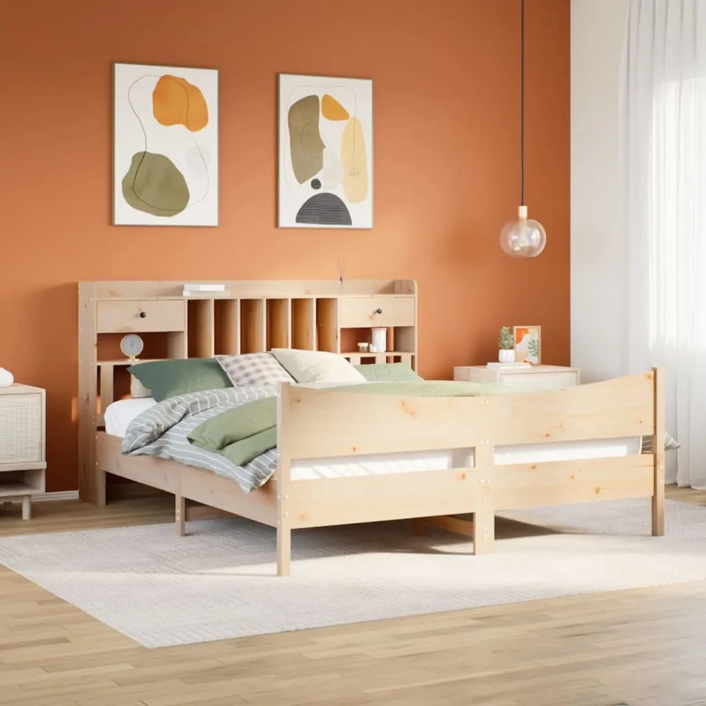 vidaXL Cama sem colchão 200x200 cm madeira de pinho maciça