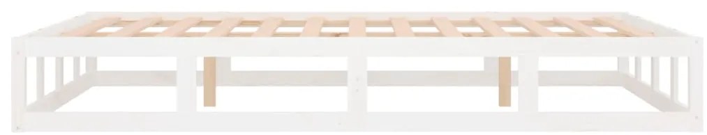 Estrutura de cama casal 135x190 cm madeira maciça branco