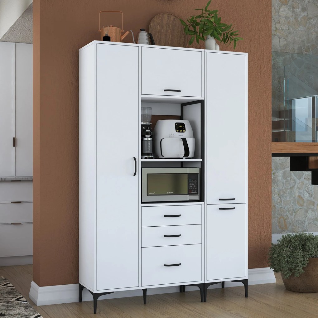 Armário Alto de Cozinha "Stella " - Branco - Design Moderno