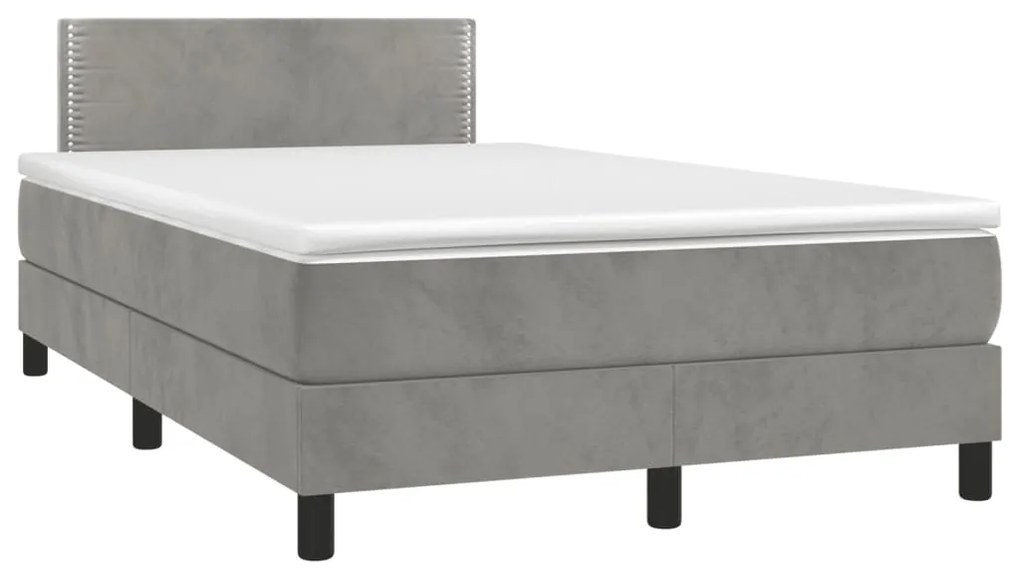 vidaXL Cama box spring colchão LED 120x190 cm couro artif. cinza-claro