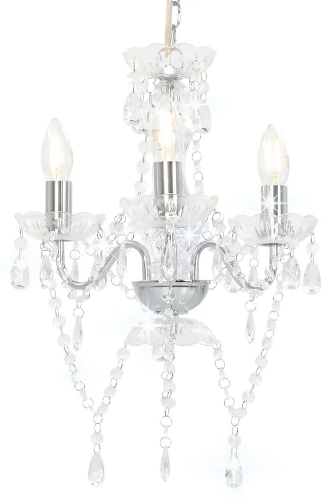 vidaXL Lustre com contas redondo 3 x E14 prateado