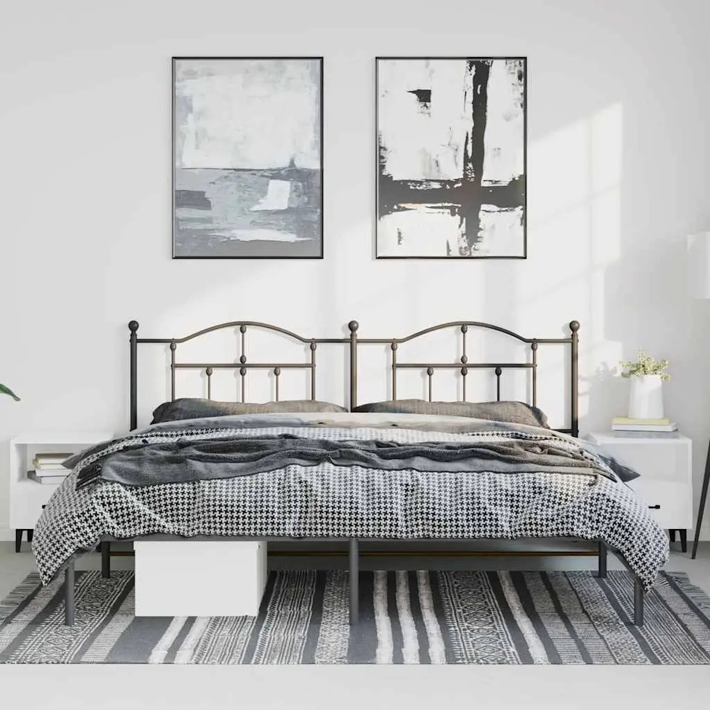 Estrutura de cama com cabeceira 193x203 cm metal preto
