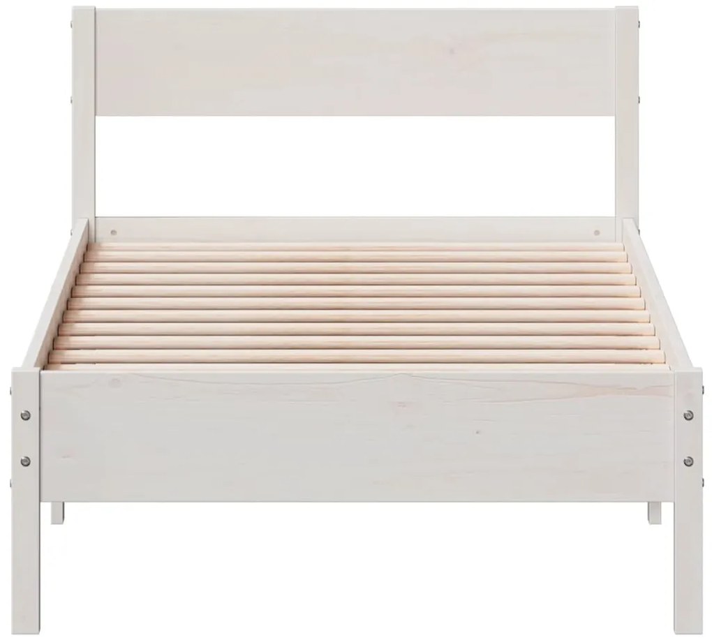 Cama sem colchão 75x190 cm madeira de pinho maciça branco
