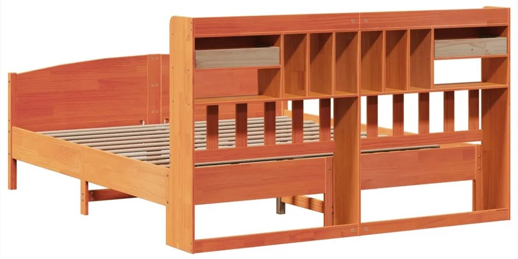 Cama com estante sem colchão 200x200 cm pinho maciço