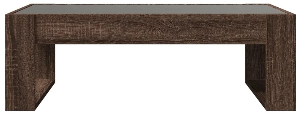 Mesa centro luzes LED Infinity 90x53x30 cm carvalho castanho