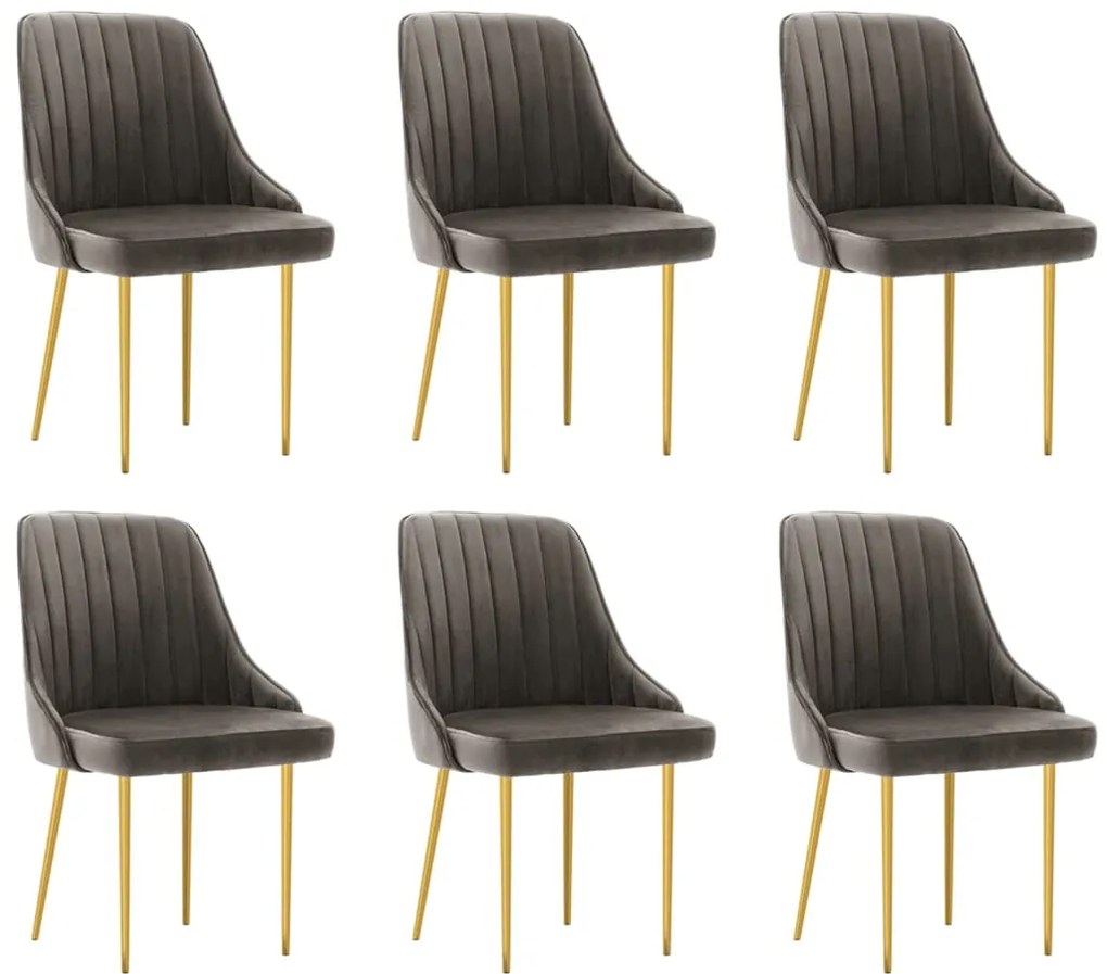 vidaXL Cadeiras de jantar 6 pcs veludo cinzento-escuro