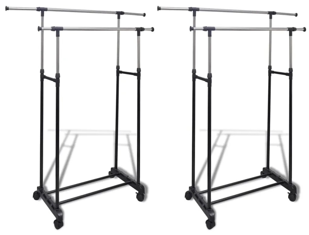 270182 vidaXL Cabides para roupas ajustáveis com 2 varões 2 pcs