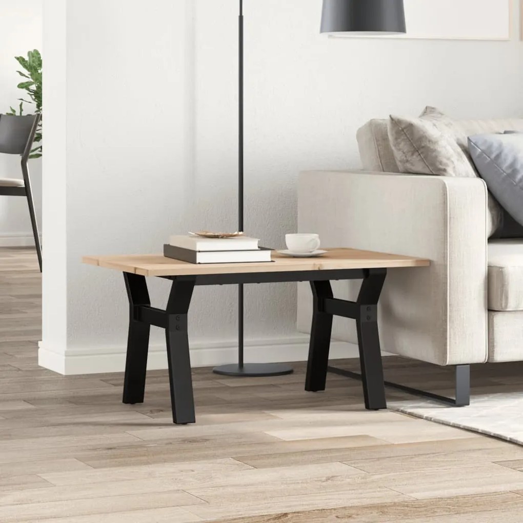 Mesa de centro estrutura em Y 80x50x40 cm pinho e aço