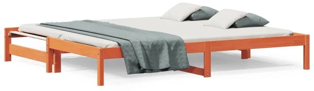 Sofá-cama com gavetão 90x200 cm madeira de pinho castanho cera