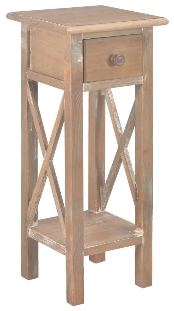 vidaXL Mesa lateral castanho 27x27x65,5 cm madeira